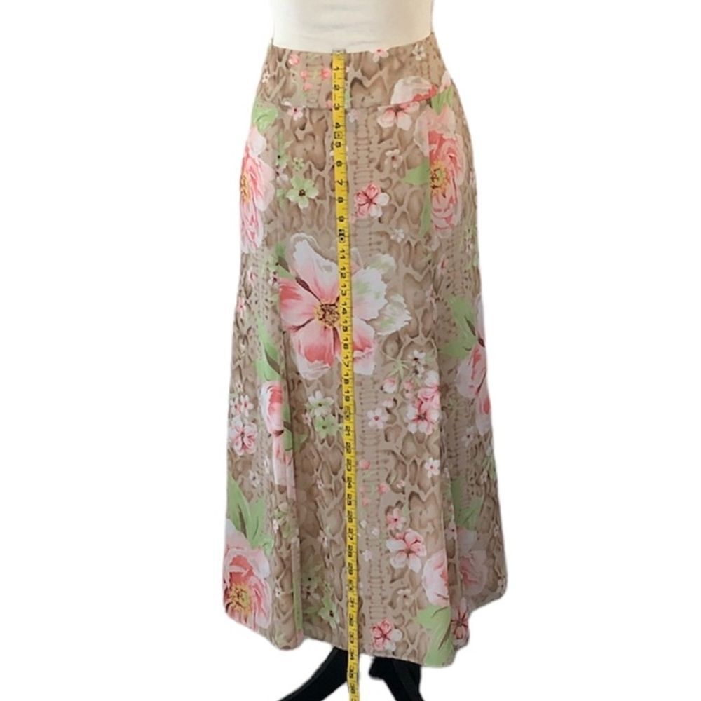 Studio by Liz Claiborne Women’s Beige Pink Abstract Floral Midi Skirt Size 8 - Picture 3 of 9